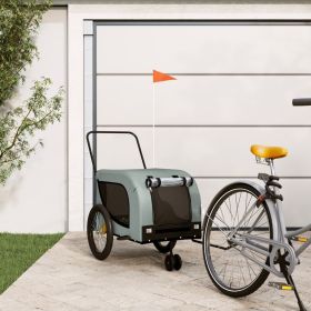 Pet Bike Trailer Grey and Black Oxford Fabric, Iron, PVC Standard