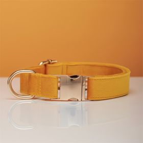 Multiple Colour Velvet Personalise Dog Collar Leash Set With Bow (Option: Yellow-XS)