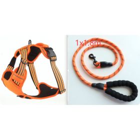 Dog Harness No Pull Breathable Reflective Pet Harness Vest (Option: Orange  set2-M)