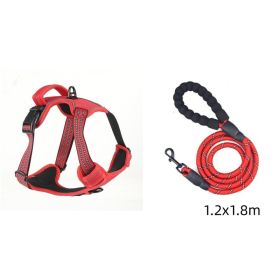Dog Harness No Pull Breathable Reflective Pet Harness Vest (Option: Red set-L)