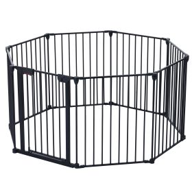 200" Adjustable Safety Gate 8 Panels Play Yard Metal Doorways Fireplace Fence Christmas Tree Fence Gate for House Stairs Gate prohibited area fen (Color: as Pic)